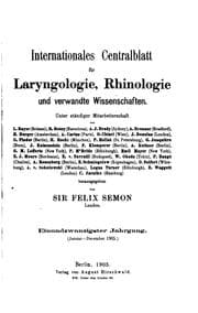 Tapa de Internationales Centralblatt für Laryngologie, Rhinologie und Verwandte Wissenschaften
