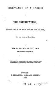 Tapa de Substance of a Speech on Transportation, Delivered in the House of Lords on ..