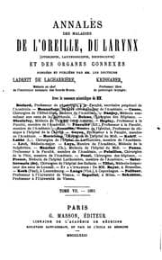 Tapa de Annales des maladies de l'oreille, du larynx, du nez et du pharynx
