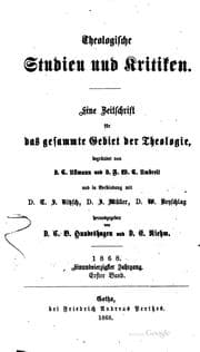 Tapa de Theologische Studien und Kritiken, in Verbindung mit D. Gieseler, D. Lücke ...