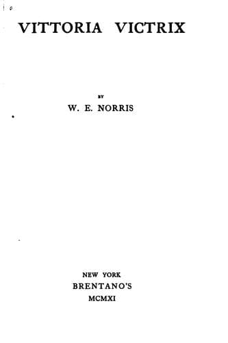 Tapa de Vittoria Victrix: By W.E. Norris