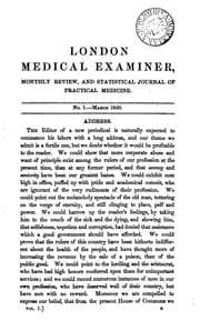Tapa de London Medical Examiner, Monthly Review, and Statistical Journal of Practical Medicine