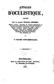 Tapa de Annales d'oculistique ... Volume supplémentaire ...