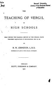 Tapa de The Teaching of Vergil in High Schools: Read Before the Classical Section of the Indiana State ..