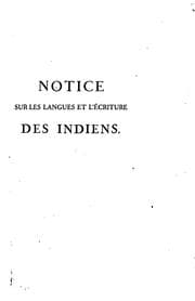 Tapa de Notice sur les langues et l'écriture des Indiens, et sur celles des Tamouls en particulier