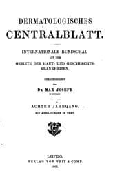 Tapa de Dermatologisches Centralblatt: Internationale Rundschau auf dem Gebite der Haut- und ...