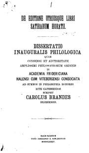 Tapa de Dissertationes in HOratium