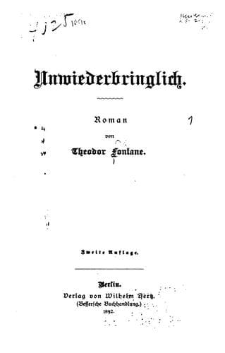 Tapa de Unwiederbringlich: Roman
