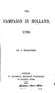Tapa de The campaign in Holland, 1799, by a subaltern