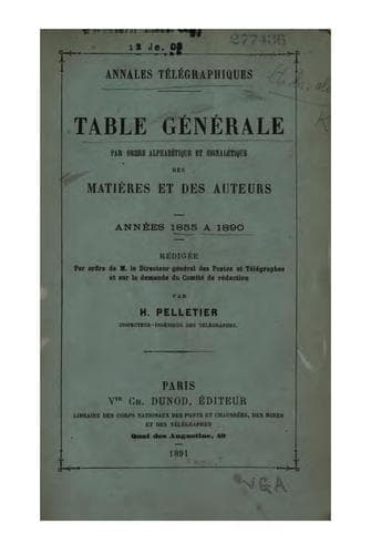 Tapa de Annales télégraphiques