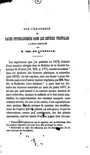 Tapa de Sur l'existence de races physiologiques dans les espèces végétales à l'état ..