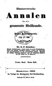 Tapa de Hannoversche Annalen für die gesammte Heilkunde