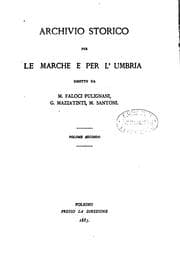 Tapa de Archivio storico per le Marche e per l'Umbria.