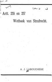 Tapa de Artt. 255 en 257 Wetboek van strafrecht ...