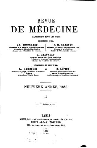 Tapa de Revue de medecine
