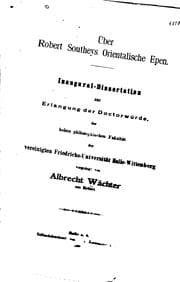 Tapa de Über Robert Southeys orientalische Epen: Inaugural-dissertation, Halle-wittenberg