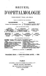 Tapa de Recueil d'ophtalmologie