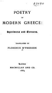 Tapa de Poetry of Modern Greece: Specimens and Extracts