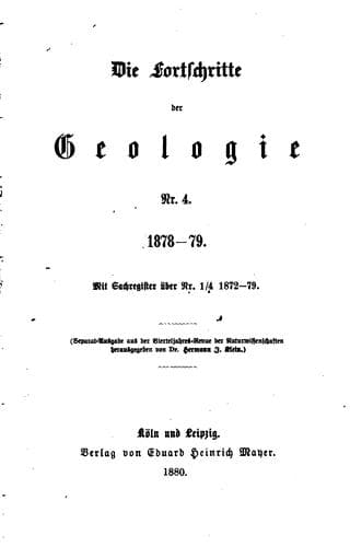Tapa de Die Fortschritte der Geologie