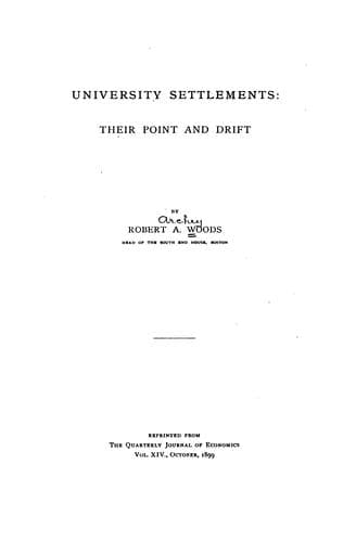 Tapa de University Settlements: Their Point and Drift