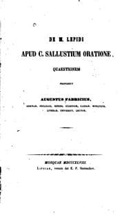 Tapa de De M. Lepidi apud C. Sallustium oratione quaestionem
