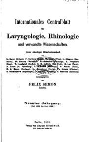 Tapa de Internationales Centralblatt für Laryngologie, Rhinologie und Verwandte Wissenschaften