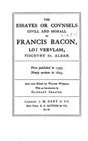 Tapa de The Essays Or Covnsels Civill & Morall of Francis Bacon, Lo: Vervlam, Viscovnt St. Alban ...