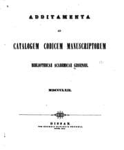 Tapa de Additamenta Ad Catalogum Codicum Manuscriptorum Bibliothecae Academicae Gissensis