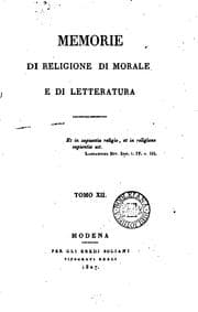Tapa de Memorie di religione, di morale e di letteratura
