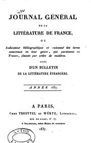 Tapa de Journal général de la littérature de France ...