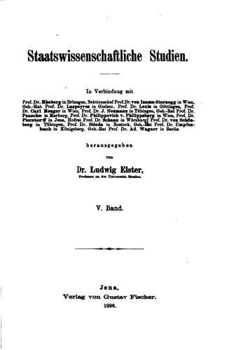 Tapa de Staatswissenschaftliche Studien