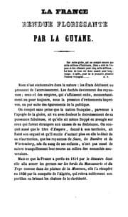 Tapa de La France rendue florissante par la Guyane