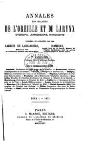 Tapa de Annales des maladies de l'oreille, du larynx, du nez et du pharynx
