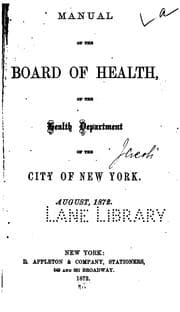 Tapa de Manual of the Board of Health of the Health Department of the City of New York ... 1872