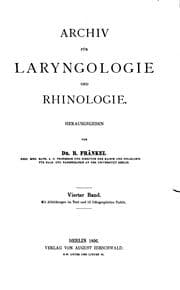 Tapa de Archiv für Laryngologie und Rhinologie