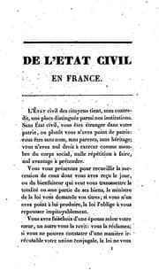 Tapa de De l'état civil en France, depuis l'origine de la monarchie jusqu'à nos jours, et Examen des ...