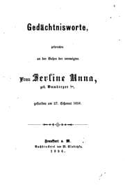 Tapa de Gedächtnisworte, gesprochen an der Bahre der verewigten Frau Zerline Anna ...