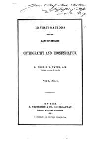 Tapa de Investigations into the laws of English orthography and pronunciation