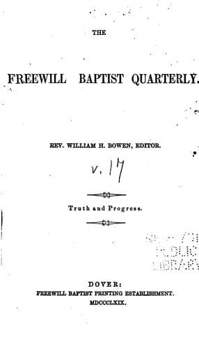 Tapa de The Freewill Baptist Quarterly