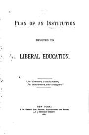 Tapa de Plan of an Institution Devoted to Liberal Education