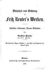 Tapa de Wahrheit und Dichtung in Fritz Reuter's Werken: Urbilder bekannter Reuter ...