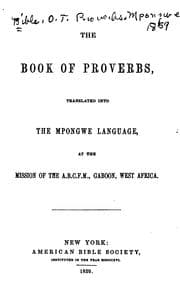 Tapa de The book of Proverbs: translated into the Mpongwe language, at the mission of the A.B.C.F.M ...