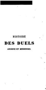 Tapa de Histoires des duels anciens et modernes