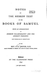 Tapa de Notes on the Hebrew Text of the Books of Samuel: With an introd. on Hebrew ...