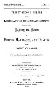 Tapa de Report of births, marriages, and deaths in Massachusetts. 1891