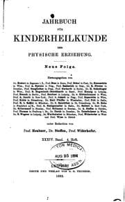 Tapa de Jahrbuch für Kinderheilkunde und physische Erziehung