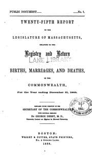 Tapa de Report of births, marriages, and deaths in Massachusetts. 1891