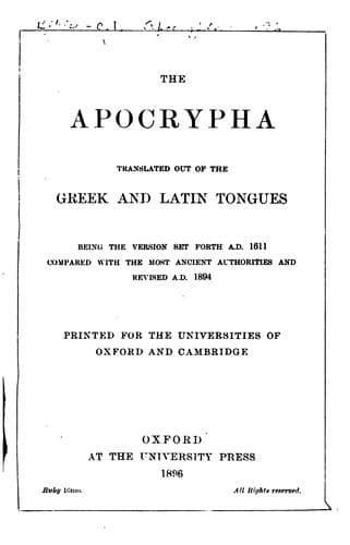Tapa de Apocrypha: Being the Version Set Forth A.D. 1611 Compared with the Most Ancient Authorities and ...