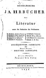 Tapa de Heidelbergische [afterw.] Heidelberger Jahrbücher der Literatur