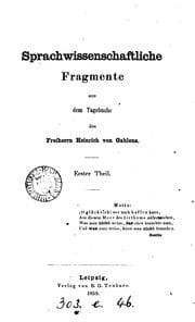 Tapa de Sprachwissenschaftliche Fragmente aus dem Tagebuch des Freiherrn H. von Gablenz